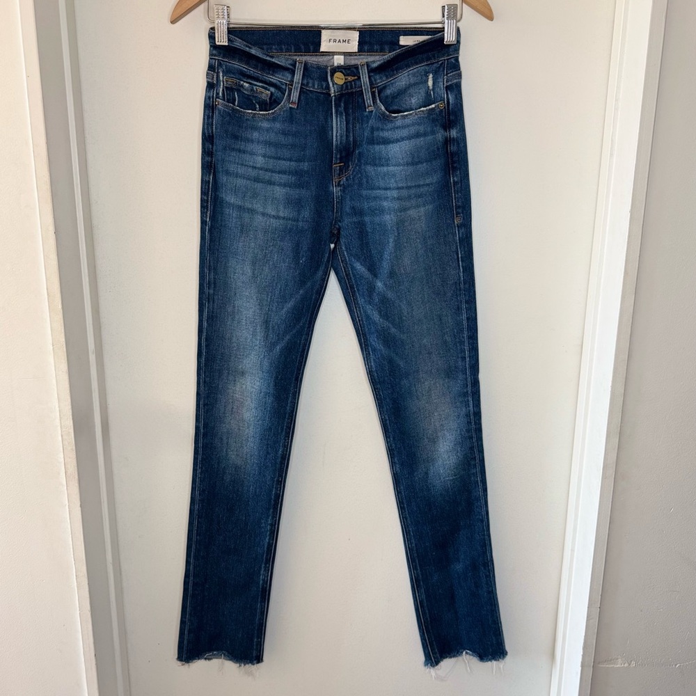 FRAME Le Nik Distressed Medium Wash Denim Jeans Women’s 24